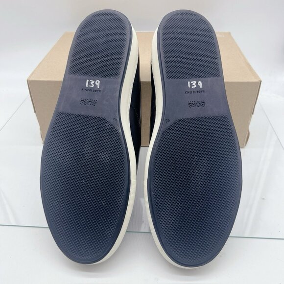 HUGO BOSS Men's Mirage Slon Slip-On Sneaker Black Leather US 12 -Made in Italy - Picture 8 of 10